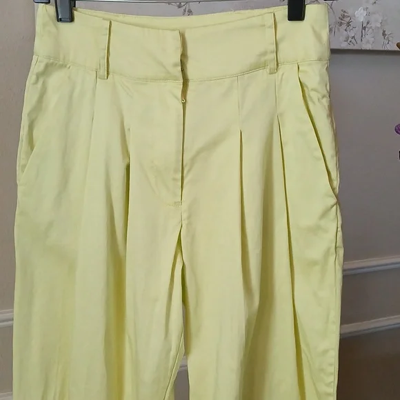 Lime High Waisted Cotton Pleated Pants By Forever 21. Size S - Picture 10 of 17